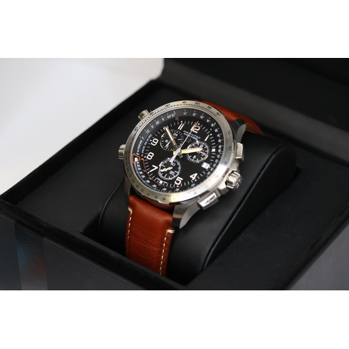 209 - HAMILTON KHAKI X-WIND QUARTZ CHRONOGRAPGH REFERENCE H779120 WITH BOX AND PAPERS 2019. circular black... 