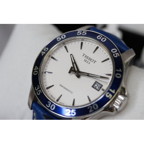 221 - TISSOT SWISSMATIC REFERENCE T106407A AUTOMATIC WITH BOX AND PAPERS, circular white dial with baton h... 