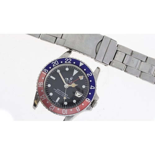 298 - ROLEX GMT MASTER 'PEPSI' REFERENCE 1675 CIRCA 1972, circular black service dial with dot hour marker... 