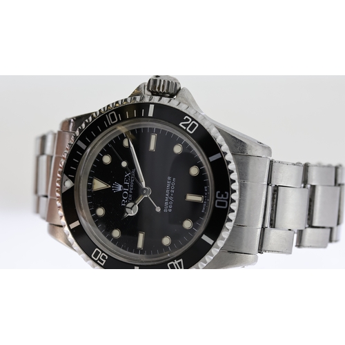 302 - VINTAGE ROLEX SUBMARINER 5513 CIRCA 1970, circular gloss black service dial with applied hour marker... 