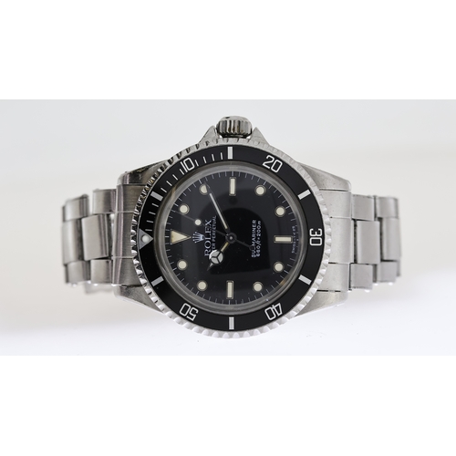 302 - VINTAGE ROLEX SUBMARINER 5513 CIRCA 1970, circular gloss black service dial with applied hour marker... 