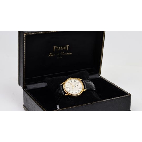 304 - 18CT PIAGET GOUVERNEUR REFERENCE 15968 WITH BOX, circular silver dial with roman numeral hour marker... 