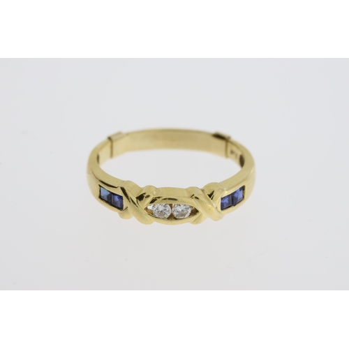 1041 - Fine 18ct Gold Sapphire and Diamond RingMarked 750 for 18ct Gold set with Brilliant Cut Diamonds in ... 