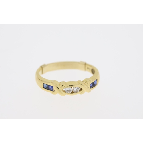 1041 - Fine 18ct Gold Sapphire and Diamond RingMarked 750 for 18ct Gold set with Brilliant Cut Diamonds in ... 