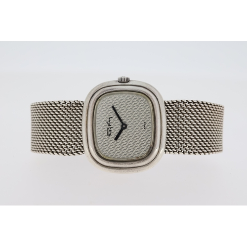 11 - *TO BE SOLD WITHOUT RESERVE* ROY KING 925 SILVER MECHANICAL WRISTWATCH, oval silver textured dial, a... 