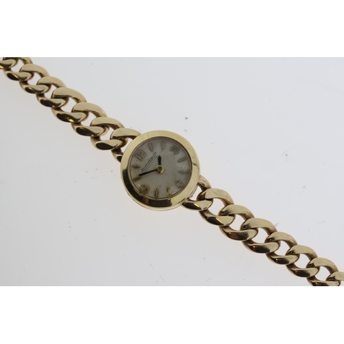 12 - 9CT VINTAGE JAEGER LE COULTRE LADIES COCKTAIL WATCH WITH BOX, circular cream dial with baton and ara... 