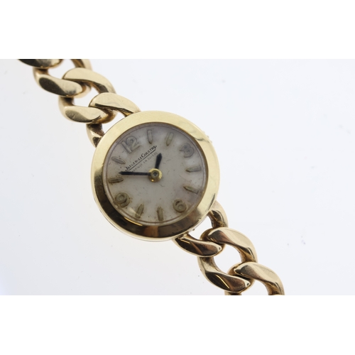 12 - 9CT VINTAGE JAEGER LE COULTRE LADIES COCKTAIL WATCH WITH BOX, circular cream dial with baton and ara... 