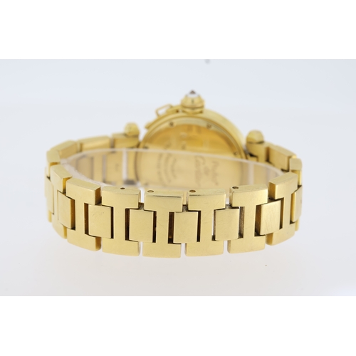19 - 18CT CARTIER PASHA DIAMOND SET REFERENCE 2811 WITH BOX, circular silver dial with arabic numeral hou... 