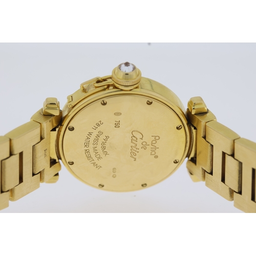 19 - 18CT CARTIER PASHA DIAMOND SET REFERENCE 2811 WITH BOX, circular silver dial with arabic numeral hou... 