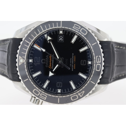 20 - OMEGA SEAMASTER PLANET OCEAN 43.5 BOX AND PAPERS 2018, circular gloss black ceramic dial with applie... 