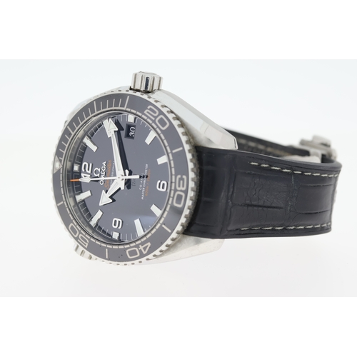 20 - OMEGA SEAMASTER PLANET OCEAN 43.5 BOX AND PAPERS 2018, circular gloss black ceramic dial with applie... 