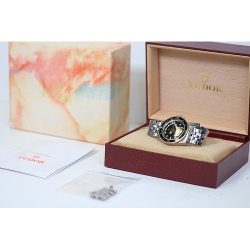 29 - LADIES TUDOR MINI-SUB PRINCE OYSTERDATE REFERENCE 73091 CIRCA 1995, circular black dial with applied... 