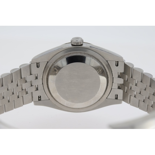30 - ROLEX DATEJUST 36 BLACK REFERENCE 12634 BOX AND PAPERS 2019, circular sunburst black dial with gold ... 