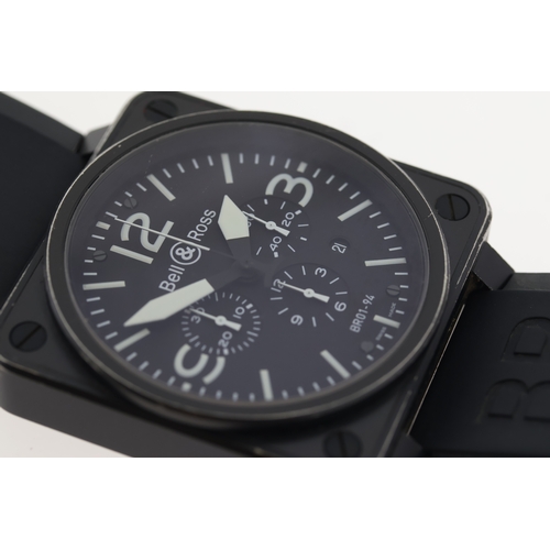 34 - BELL & ROSS BR 01-94-5 CHRONOGRAPH AUTOMATIC WATCH W/BOX AND PAPERS 2012, Approx 46mm stainless stee... 