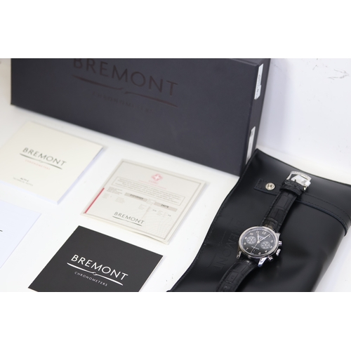 38 - BREMONT ALT1-C CHRONOGRAPH WITH BOX AND CHRONOMETER PAPERS, circular black dial with applied polishe... 
