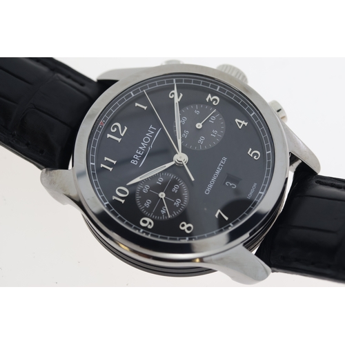 38 - BREMONT ALT1-C CHRONOGRAPH WITH BOX AND CHRONOMETER PAPERS, circular black dial with applied polishe... 