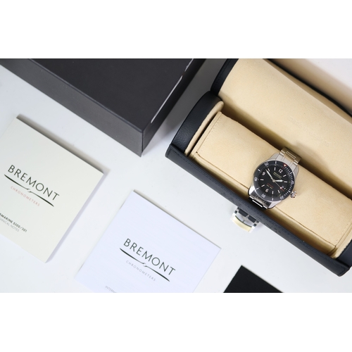 39 - BREMONT S300 SUPERMARINE AUTOMATIC WITH BOX AND BOOKLETS, circular black dial with baton and arabic ... 