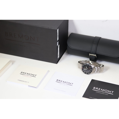39 - BREMONT S300 SUPERMARINE AUTOMATIC WITH BOX AND BOOKLETS, circular black dial with baton and arabic ... 