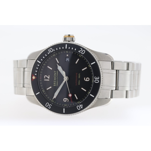39 - BREMONT S300 SUPERMARINE AUTOMATIC WITH BOX AND BOOKLETS, circular black dial with baton and arabic ... 