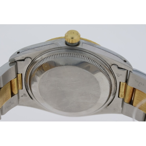 44 - ROLEX OYSTER PERPETUAL DATE BI COLOUR REFERENCE 15223 CIRCA 1991, white dial with Roman numerals, mi... 