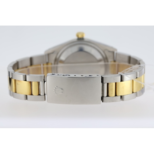44 - ROLEX OYSTER PERPETUAL DATE BI COLOUR REFERENCE 15223 CIRCA 1991, white dial with Roman numerals, mi... 