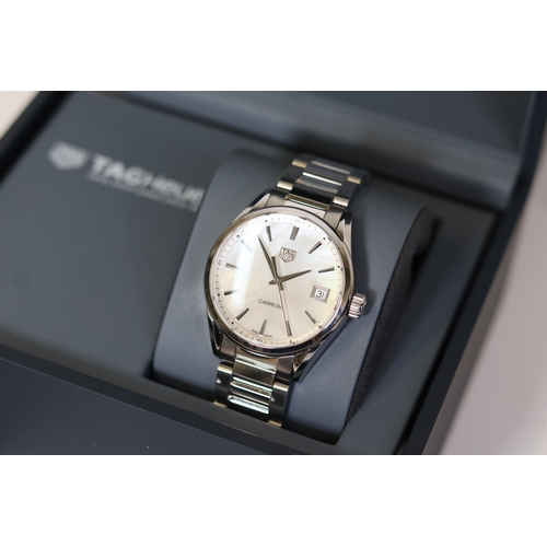 48 - TAG HEUER CARRERA, MOP, QUARTZ WATCH REFERENCE WBK1311, W/BOX AND PAPERS 2020. Approx 36mm stainless... 