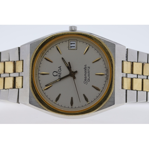 51 - OMEGA SEAMASTER QUARTZ REF 1960225, GREY DIAL WITH APPLIED GOLD HOUR MARKERS, STAINLESS STEEL AND GO... 