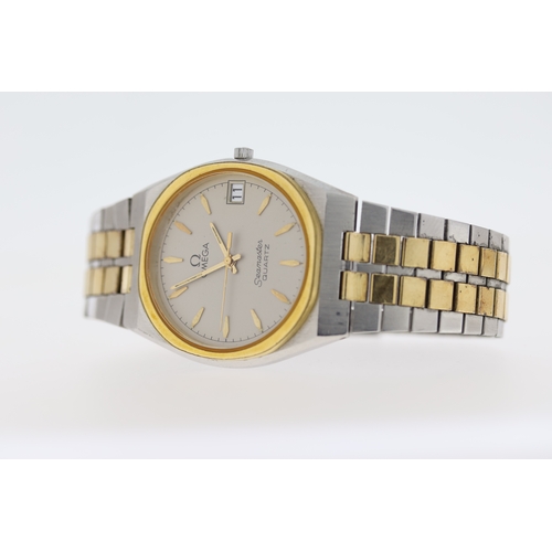 51 - OMEGA SEAMASTER QUARTZ REF 1960225, GREY DIAL WITH APPLIED GOLD HOUR MARKERS, STAINLESS STEEL AND GO... 