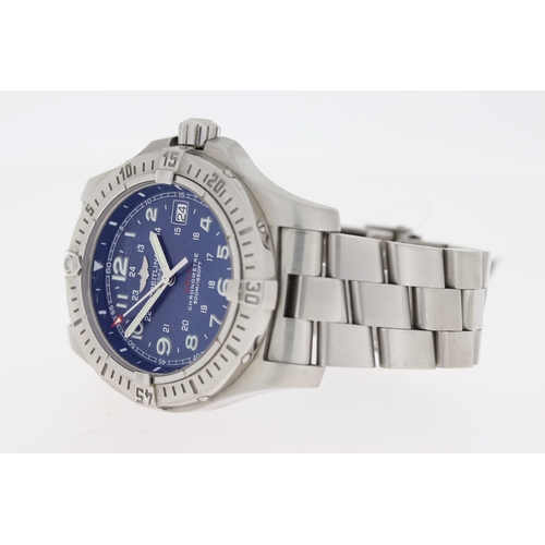 55 - BREITLING COLT CHRONOMETER REFERENCE A74380 QUARTZ,  blue dial with luminous Arabic numerals, rotati... 