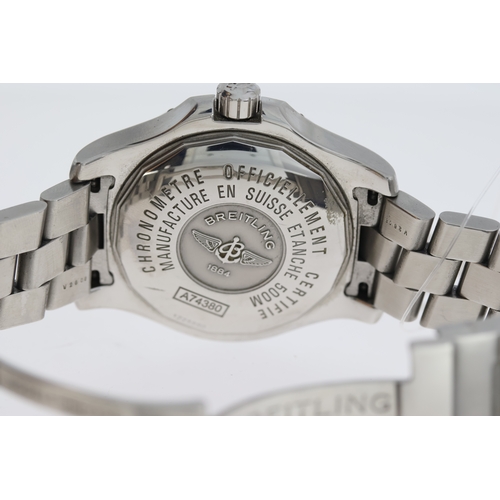 55 - BREITLING COLT CHRONOMETER REFERENCE A74380 QUARTZ,  blue dial with luminous Arabic numerals, rotati... 