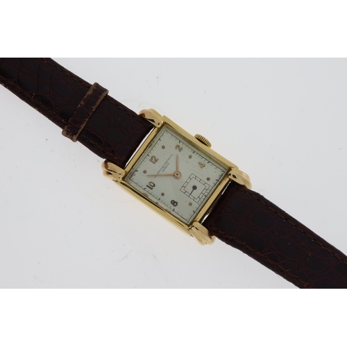 57 - VINTAGE VACHERON & CONSTANTIN 18CT ROSE GOLD TANK CIRCA 1940S, rectangular silver dial, applied Arab... 