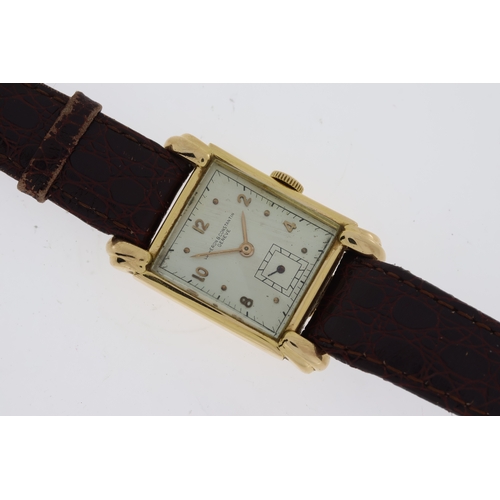 57 - VINTAGE VACHERON & CONSTANTIN 18CT ROSE GOLD TANK CIRCA 1940S, rectangular silver dial, applied Arab... 