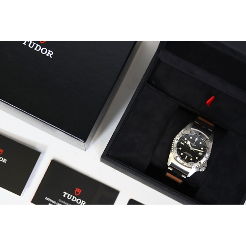 9 - TUDOR BLACK BAY P01 REFERENCE 70150 BOX AND PAPERS 2021, circular black dial with cream hour markers... 