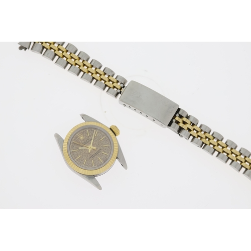 23 - LADIES ROLEX OYSTER PERPETUAL REFERENCE 69173 CIRCA 1997, circular heavily tropical dial with baton ... 