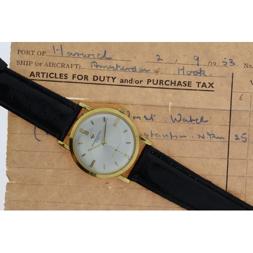 18CT VACHERON CONSTANTIN REFERENCE 4667 WITH PURCHASE RECEIPT 1953