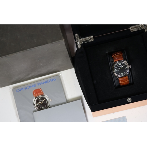 41 - 18CT PANERAI RADIOMIR AUTOMATIC REFERENCE OP6540 BOX AND PAPERS, circular black dial with baton and ... 