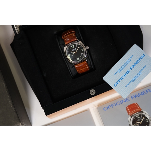 41 - 18CT PANERAI RADIOMIR AUTOMATIC REFERENCE OP6540 BOX AND PAPERS, circular black dial with baton and ... 