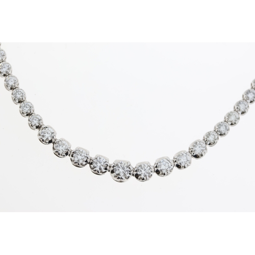 1020 - 7ct Diamond Necklace, 18ct white gold diamond set necklace. 109 claw set diamonds. 7.00ct total weig... 