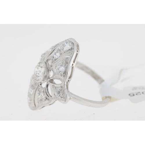 1025 - 1950s Diamond Panel Ring, bright old cut diamonds, marked '100IRID -900PLAT' , engraved with date 19... 