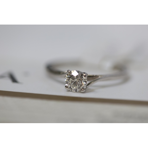 1040 - Platinum soltaire diamond ring. Round Brilliant diamond 0.50ct, H Colour and VS2 clarity.  GIA certi... 