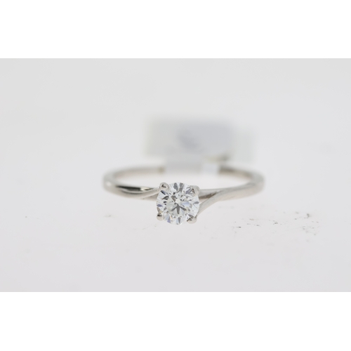 1040 - Platinum soltaire diamond ring. Round Brilliant diamond 0.50ct, H Colour and VS2 clarity.  GIA certi... 