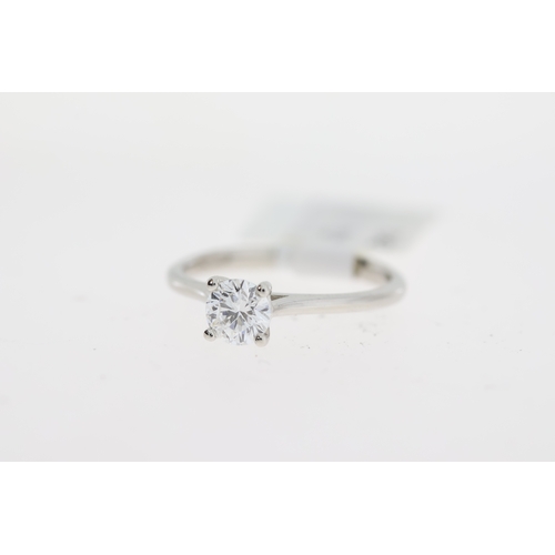 1042 - Platinum round brilliant cut diamond  0.51ct D colour and SI1 Clarity solitaire ring in 4 claw setti... 