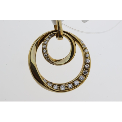 1051 - Spirit Collection.9ct yellow gold 'Halo'  double circle diamond set pendant. Diamond carat weight  0... 