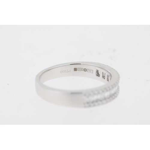 1055 - Platinum brilliant & baguette cut diamonds triple row claw set eternity ring. Approximate total diam... 