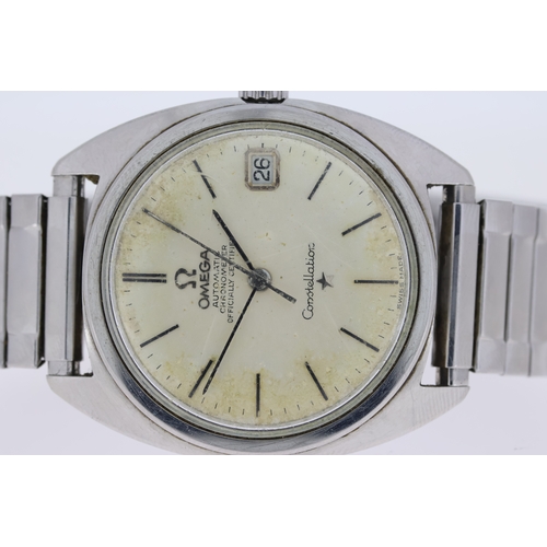 111 - VINTAGE OMEGA CONSTELLATION REFERENCE 168.017 CIRCA 1966, circular silver dial with baton hour maker... 