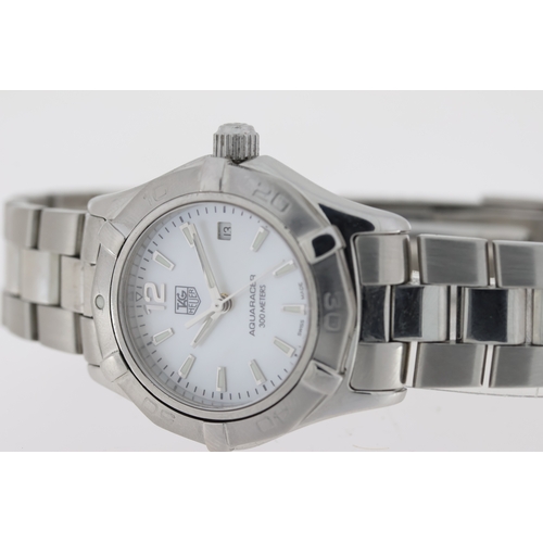 114 - LADIES AQUARACER 300M MOP QUARTZ WATCH REFERENCE WAF1414. Approx 28mm stainless steel case with a sc... 