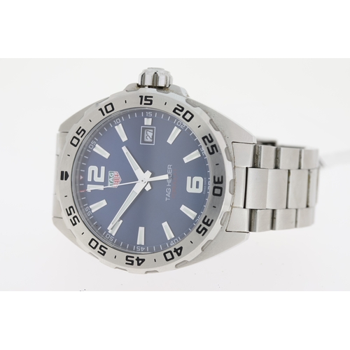 123 - TAG HEUER FORMULA 1 QUARTZ REFERENCE WAZ1118, circular sunburst blue dial with baton hour markers, q... 