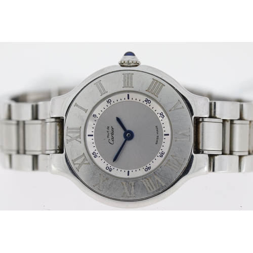 126 - CARTIER - MUST DE CARTIER 21 REFERENCE 1340,  circular silver dial, Roman numerals to bezel, 28mm st... 