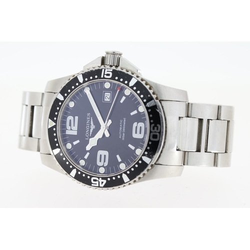 132 - LONGINES HYDROCONQUEST AUTOMATIC REFERENCE L3.64.24, circular black dial with baton and arabic numer... 