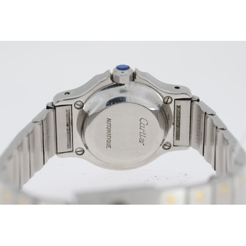 14 - CARITER SANTOS OCTAGON AUTOMATIC WITH BOX,  circular white dial with roman numeral hour markers, blu... 